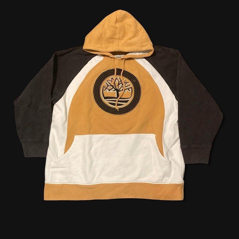 Timberland Embroidered logo pullover hoodie color block vtg y2k 3XL/28.5